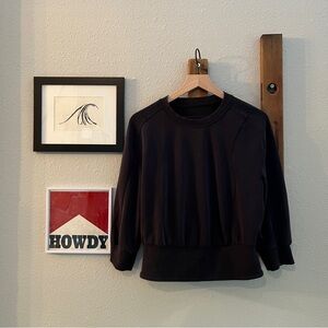 $98 Lululemon Softstreme Ribbed Hem Pullover Sweatshirt Black Size 10